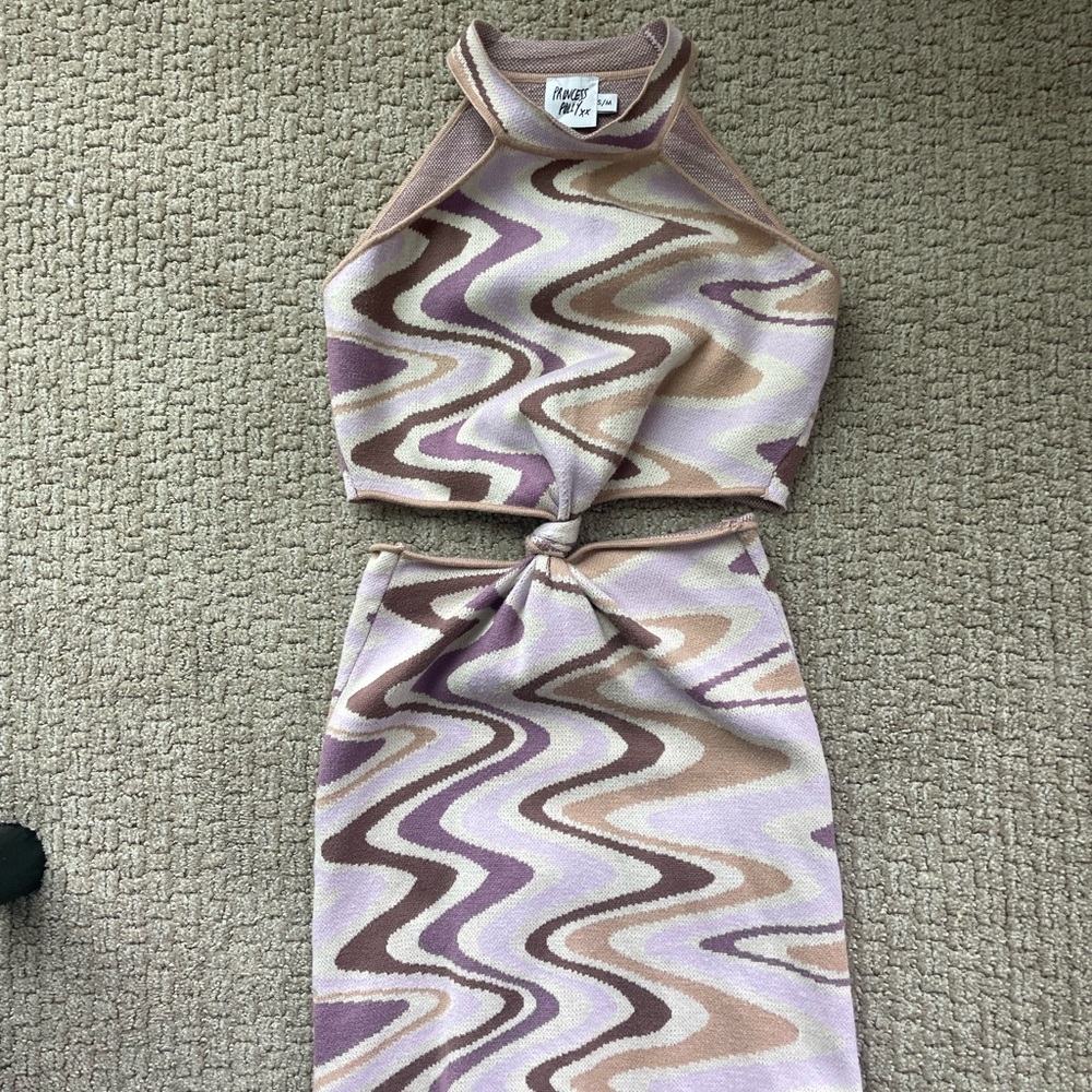 Princess Polly Savanna Purple/Brown Swirl Dress - Size S/M